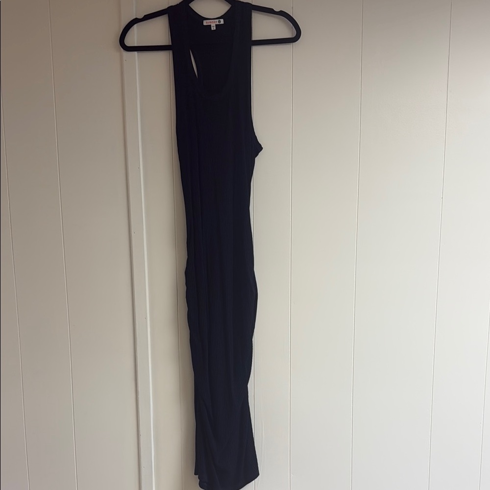 Navy Ribbed Sleeveless Dress